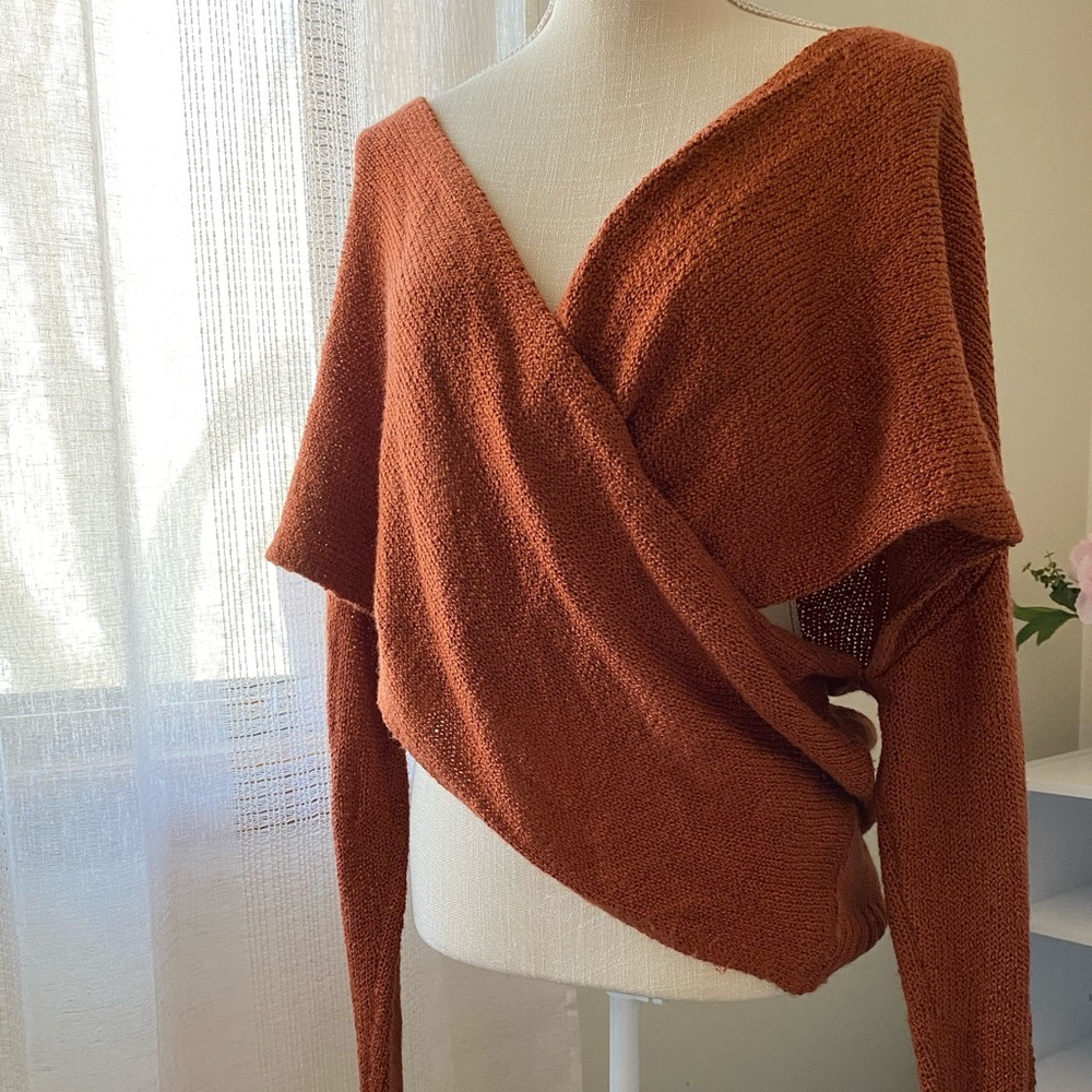 Off the Shoulder Wrap Sweater